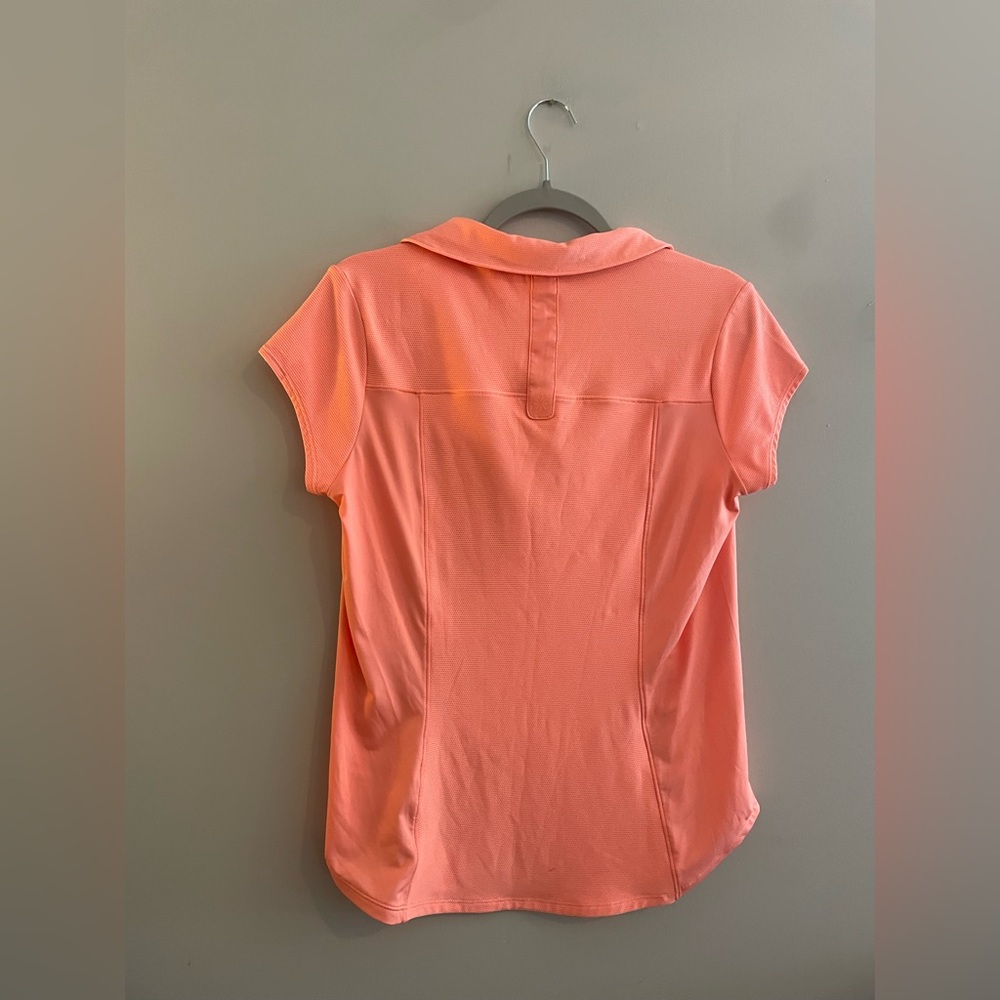 Athleta Coral/Bright Orange Short Sleeve Polo Golf Tennis Athletic - Picture 3 of 5
